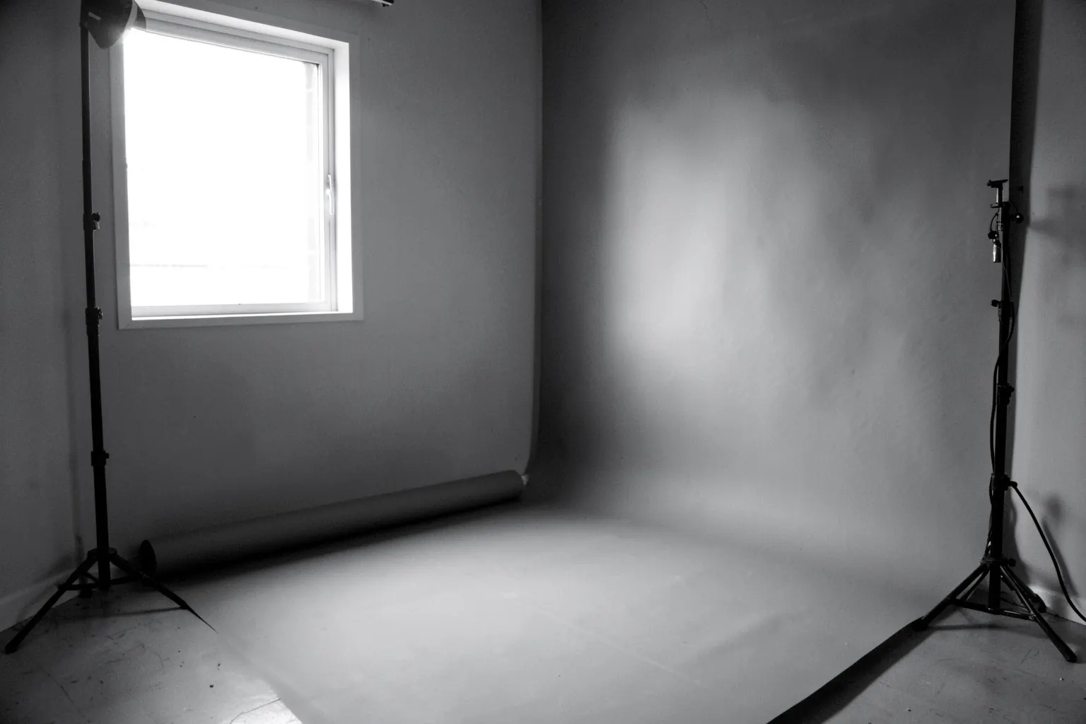 The studio corner, lit by one window